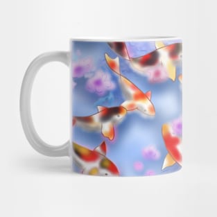 Sakura and koi carp in a purple pond Mug